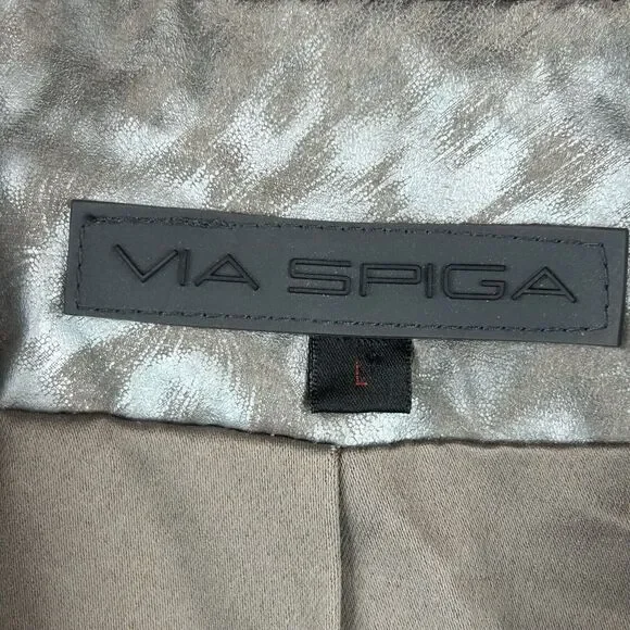 Via Spiga Coat Womens Sz L Silver Cheetah Leopard Animal Print Raincoat Trench - Picture 14 of 16